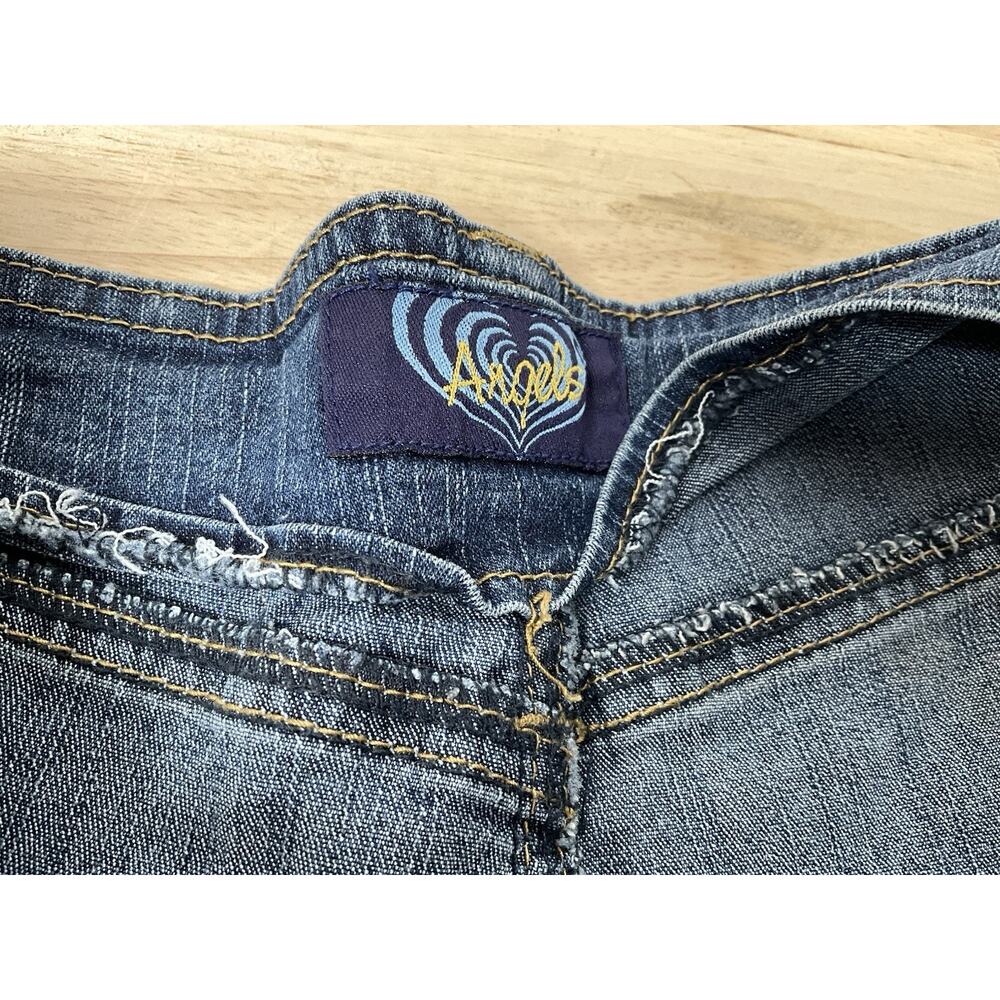 Size 9 Angels Denim Micro Skirt Pleated/Belted HOOP BUCKLE Y2K 2000s Vintage - Picture 3 of 9